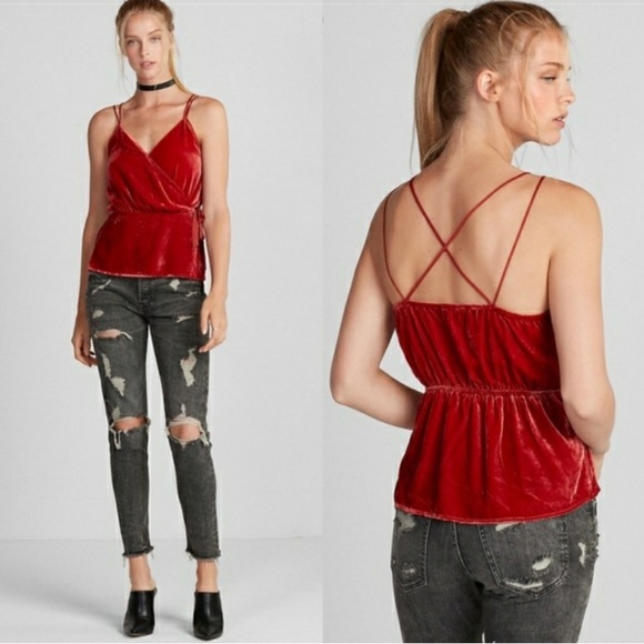 Express Tops - 2 colors NWT Express velvet wrap cami Size L